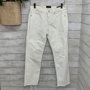 Banana Republic Girlfriend Frayed Hem Ivory Crop Denim Jeans Size 26